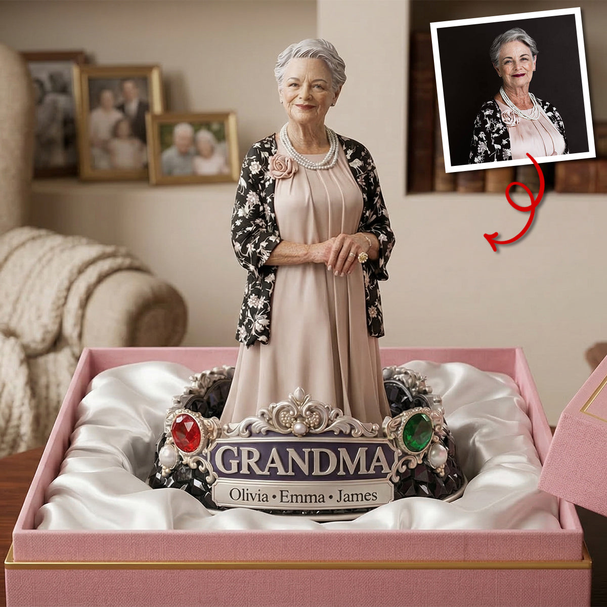 Cherished Grandma Shaped Plaque - Personalized Custom Photo Gift For Grandma 01TOTN180326 - Shaped Plaques - GoDuckee