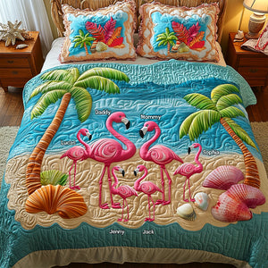 Personalized Gifts For Family Flamingo & Beach Quilt Bedding Set 06tgtn140425 - Blanket - GoDuckee