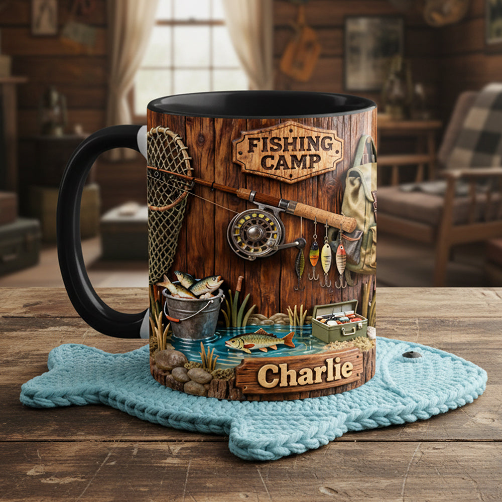 Fishing Camp Coffee Accent Mug - Personalized Gifts For Fishing Lovers 03pata090126 - Coffee Mug - GoDuckee