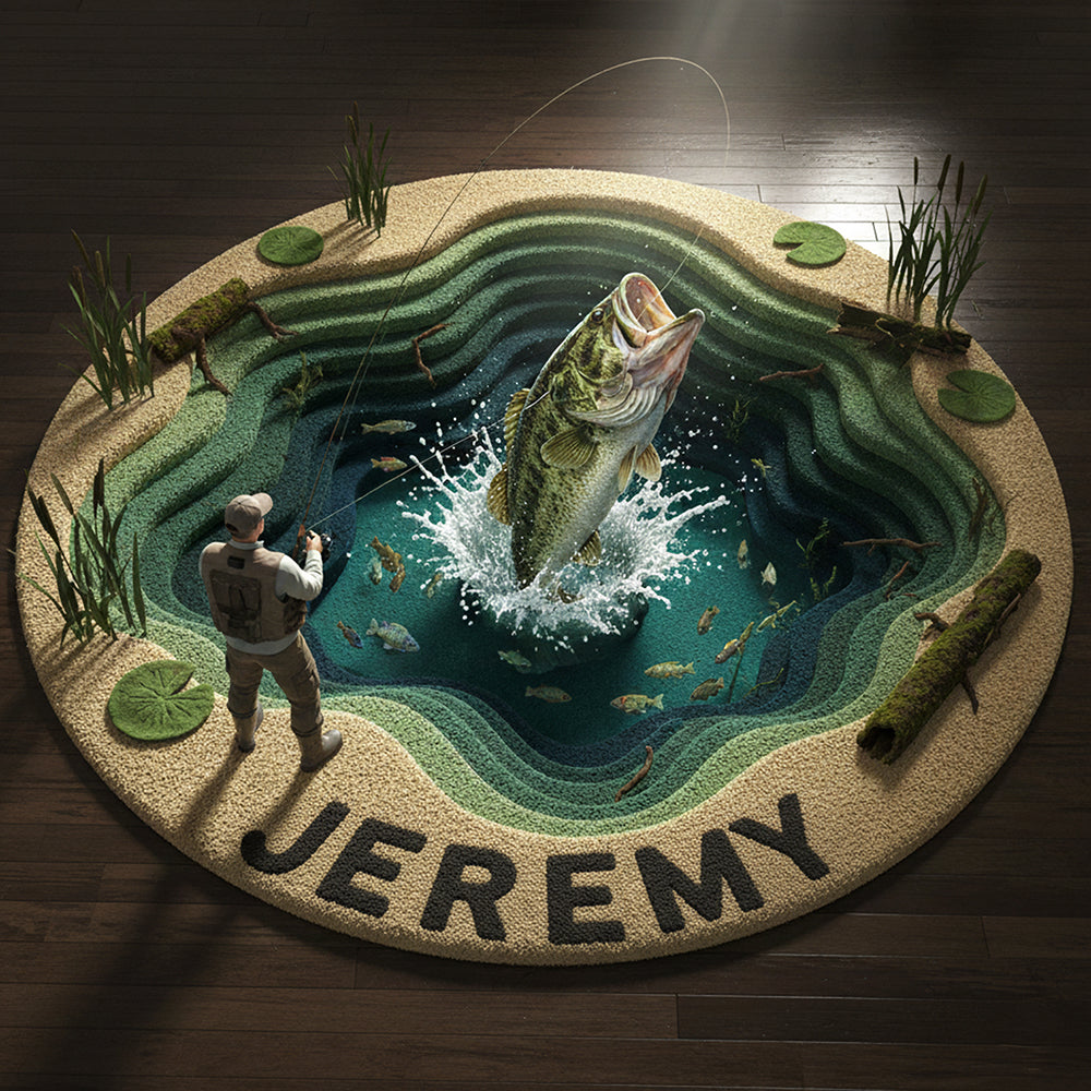 Personalized Gifts For Fishing Lovers, Fish Quilted Round Mat 02hyta061025 - Doormat - GoDuckee