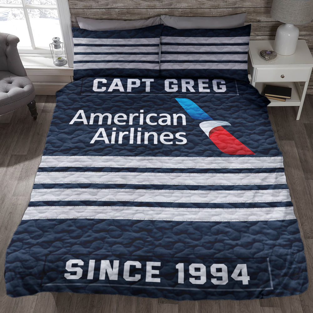Personalized Gift For Pilot Quilt Bedding Set, Custom Rank & Airline Logo 04QHQN080125 - Blanket - GoDuckee