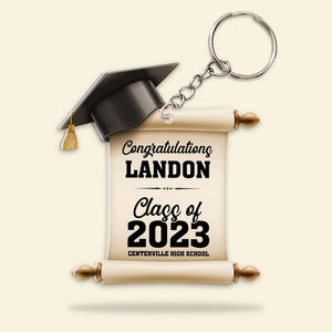 Gift For Graduation, Personalized Keychain, Graduation Certificate And Hat Keychain - Keychains - GoDuckee