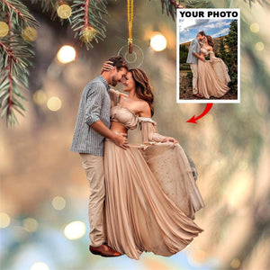 Custom Photo Gifts For Couple, Upload Kissing Couple Photo Christmas Ornament 52pgxx290824 - Ornament - GoDuckee