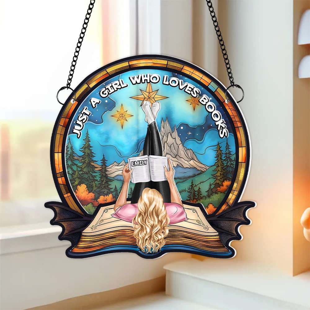 Personalized Gifts For Book Lover Girl Suncatcher Ornament 02OHMH251224TM - Ornament - GoDuckee