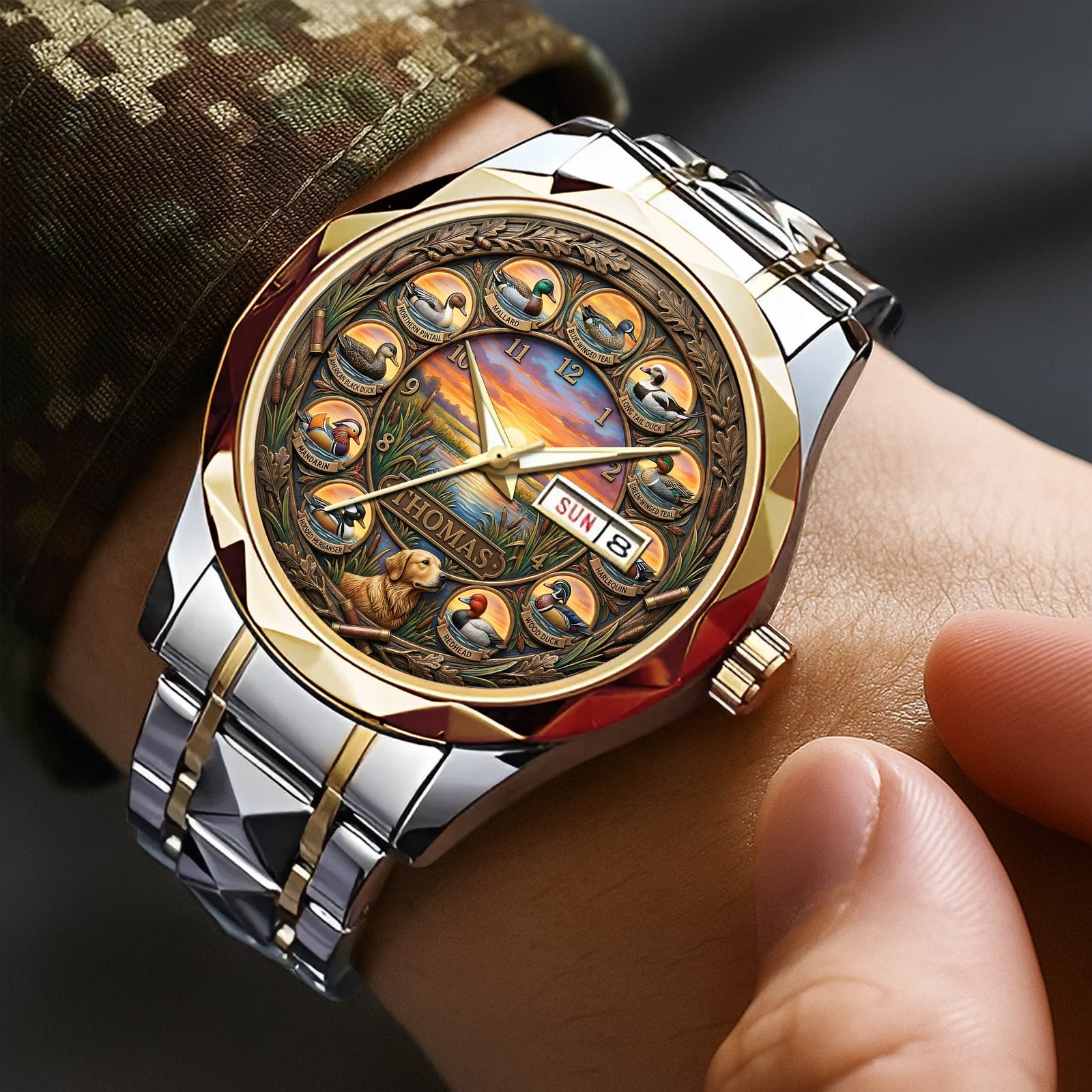 Waterfowl Duck Hunting Steel Men's Watch - Personalized Gift For Hunters 06HULU200126 - Men's Watch - GoDuckee