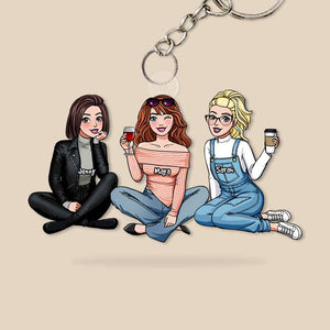 Personalized Gift For Friends Keychain Friends Sitting Together 11QHHN190124HH - Keychains - GoDuckee