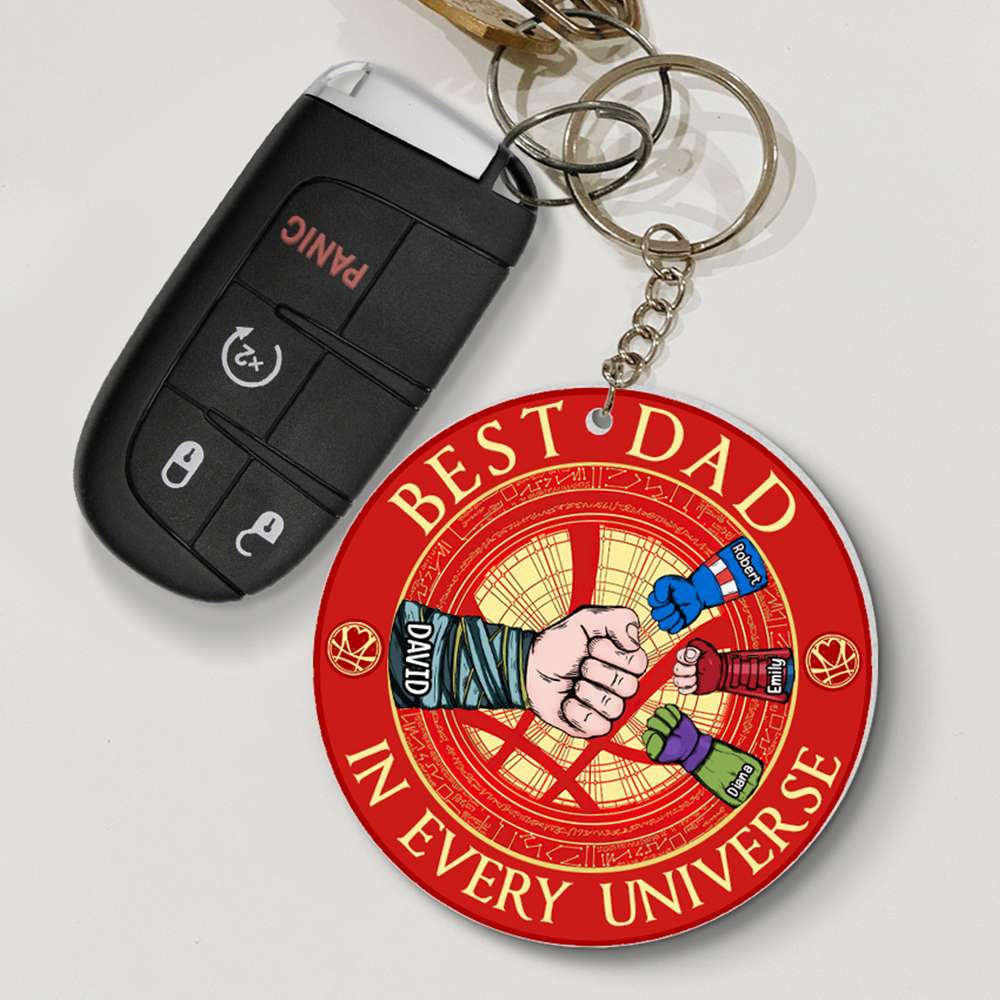 Dad Best Dad In Every Universe 02qhqn270523ha Personalized Keychain QNFBK - Keychains - GoDuckee