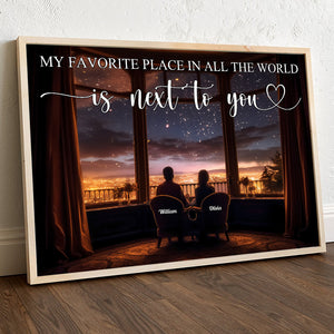 Personalized Gifts For Couple Light Frame Picture My Favorite Place In All The World Is Next To You 01QHDT111223 - Canvas Print - GoDuckee