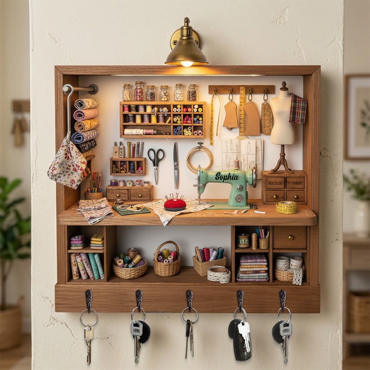 Sewing Nook Key Hanger - Personalized Gift For Sewing Lover 01HYTN111225 - Key Hanger - GoDuckee