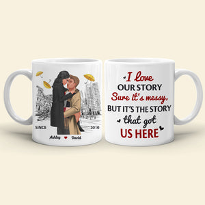 It's the story that got us here , Personalized White Mug for Couples , 05hthn231123da - Coffee Mug - GoDuckee