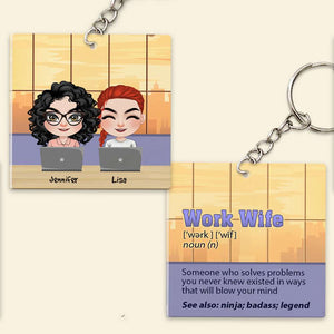 Work Wife, Gift For Coworkers, Personalized Keychain, Coworkers Bestie Keychain - Keychains - GoDuckee