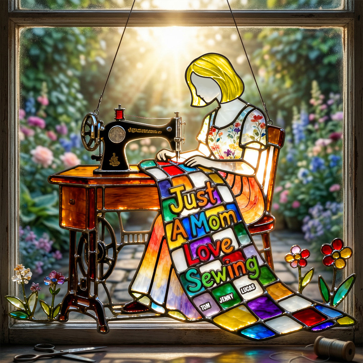 Sewing Mom 1 Layer Suncatcher - Personalized Gifts For Mother's Day Suncatcher Ornament 01OHTN200326 - Ornament - GoDuckee