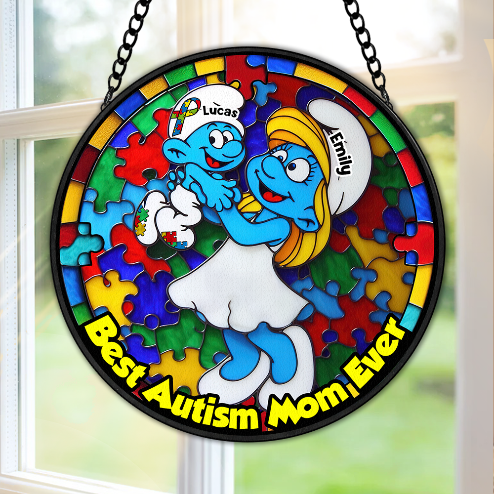 Personalized Gifts For Autism Mom Stained Glass, Blue Character 01tgpu210225 - Ornament - GoDuckee