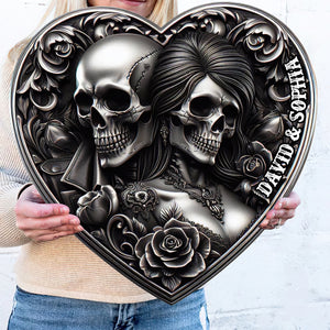 Personalized Gifts For Couple Metal Sign Skull Couple 01OHDT171224 - Metal Signs - GoDuckee