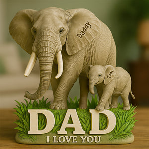 Elephant Dad We Love You Acrylic Plaque Personalized Gifts For Dad 02HUDT150525 - Shaped Plaques - GoDuckee