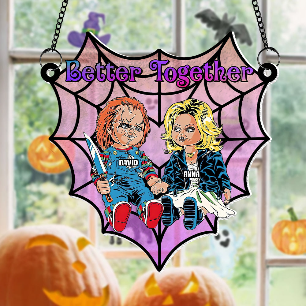 Personalized Gifts For Couple Suncatcher Ornament, Horror Couple Sitting Together 01TOTN080824 - Ornament - GoDuckee