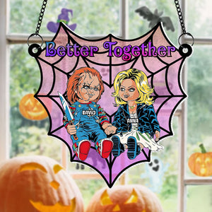 Personalized Gifts For Couple Suncatcher Ornament, Horror Couple Sitting Together 01TOTN080824 - Ornament - GoDuckee