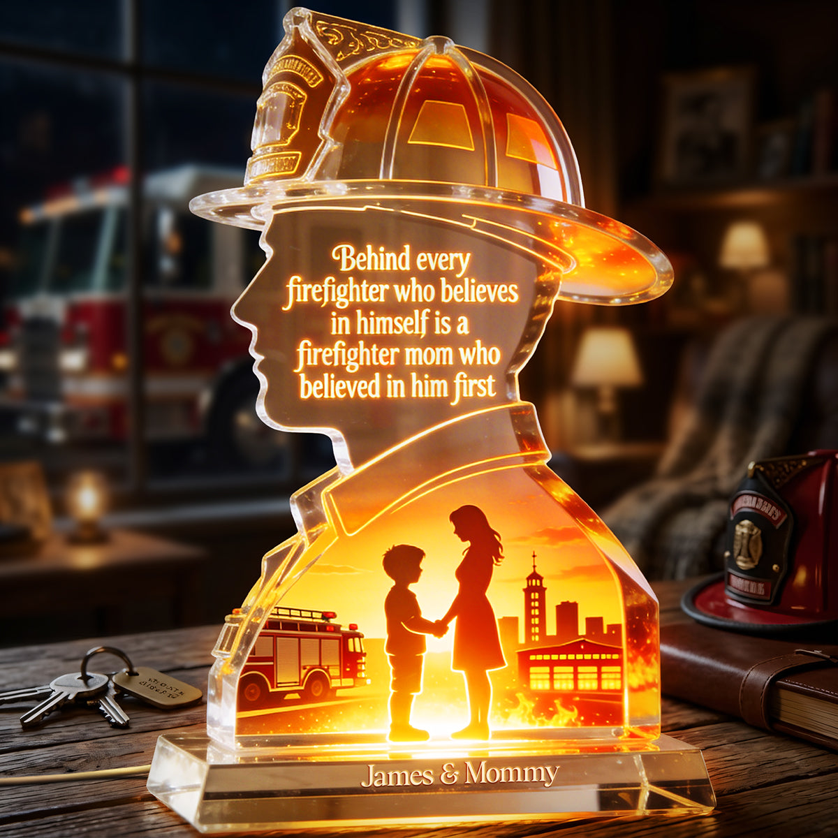 Firefighter Mother Light Box - Personalized Gifts For Moms 03pgta100426 - Light Box - GoDuckee