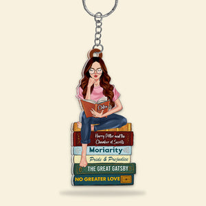 Girl Reading Book 01huhu210623tm Personalized Keychain - Keychains - GoDuckee