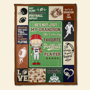 He's Not Just My Son, Gift For Son, Personalized Blanket, Football Player Grandson Blanket - Blanket - GoDuckee