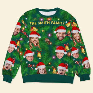 Custom Photo Gift For Family, Christmas Light Bulbs Ugly Sweater 05ACQN031024 - AOP Products - GoDuckee