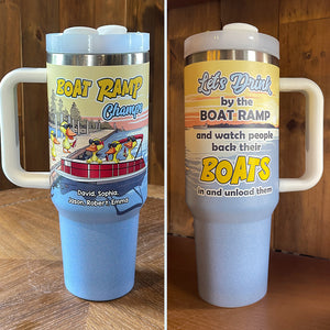 Personalized Gifts For Pontoon Lovers Tumbler Lets Drink By The Boat Ramp - Tumbler Cups - GoDuckee