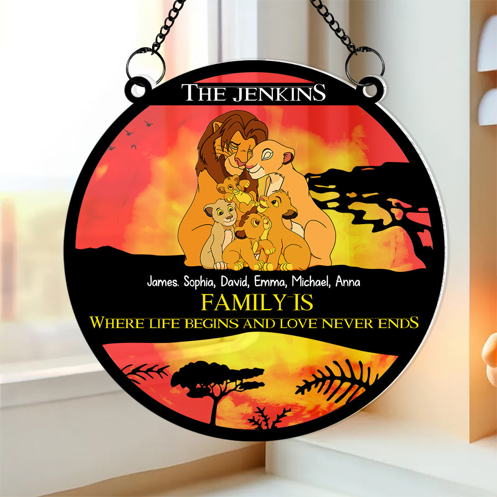 Personalized Gifts For Family Suncatcher, Lion Family In Sunset 01qhdc120824hg - Ornament - GoDuckee