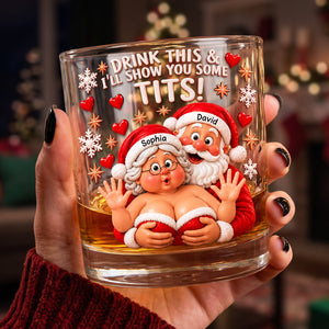 Naughty Santa Couple Glass - Personalized Gifts For Couples 06NATA201026 - Glass - GoDuckee