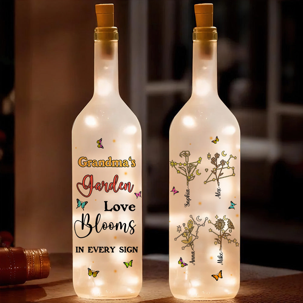 Personalized Gift For Grandma Bottle Lamp Zodiac Sign 04OHMH210225 - Bottle Lamp - GoDuckee