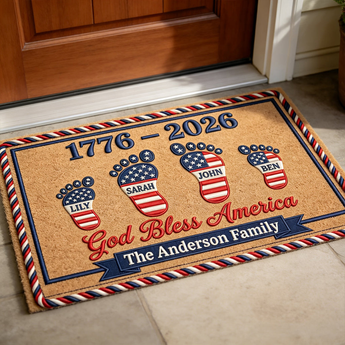 USA 250th Anniversary Foot Family Doormat - Personalized Gifts For Family 03natn030326 - Doormat - GoDuckee