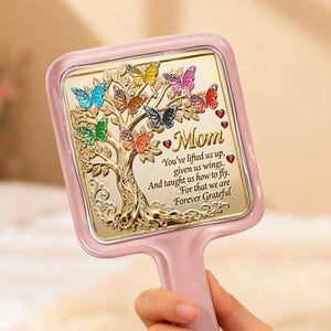 Butterfly Family Tree Handheld Mirror - Personalized Gifts For Mom 02namg120226 - Mirror - GoDuckee