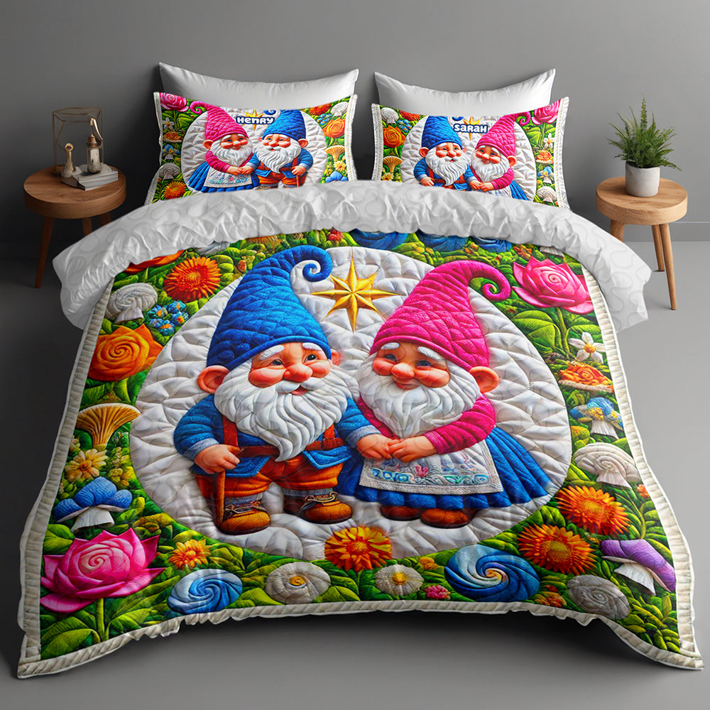 Personalized Gifts For Gnome Couple Quilt Bedding Set Special Line 07ohqn210125 - Blanket - GoDuckee