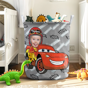 Personalized Custom Photo Gifts For Kids Driving Car Laundry Basket 02KAPU031224 - Laundry Basket - GoDuckee