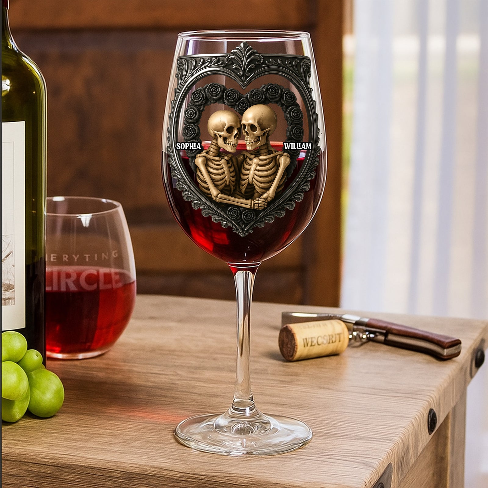 Skull Couple Wine Glass - Personalized Gifts For Couple 02OHDT300825 - Wine Glass - GoDuckee