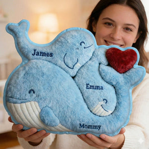 Lovely Blue Whale Mom Custom Shaped Pillow - Personalized Gifts For Mom 03qhdt270226-Homacus