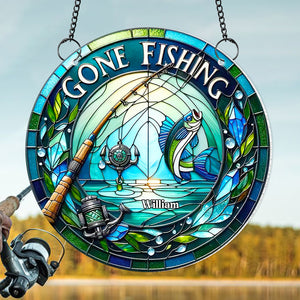 Personalized Gifts For Fishing Lovers, Gone Fishing Suncatcher Ornament 10ACDT060924 - Ornament - GoDuckee