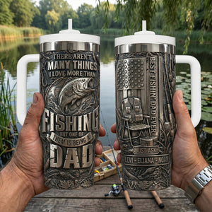 Bold Fishing Dad 40oz Tumbler With Handle, Personalized Gifts For Fishing Dad 05qhtn280426 - Tumbler Cup - GoDuckee