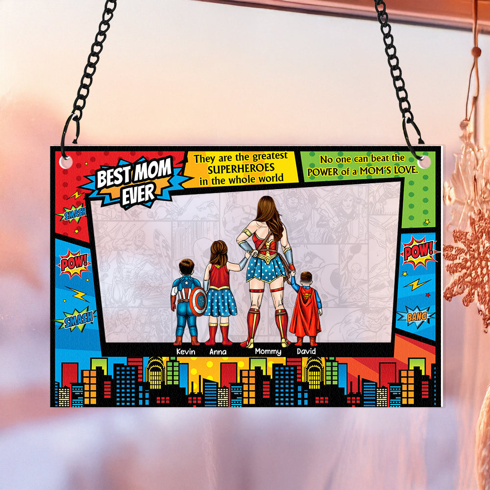 Personalized Gifts For Mom Window Hanging Suncatcher, Best Mom Ever 02HUDT310325PA - Ornament - GoDuckee