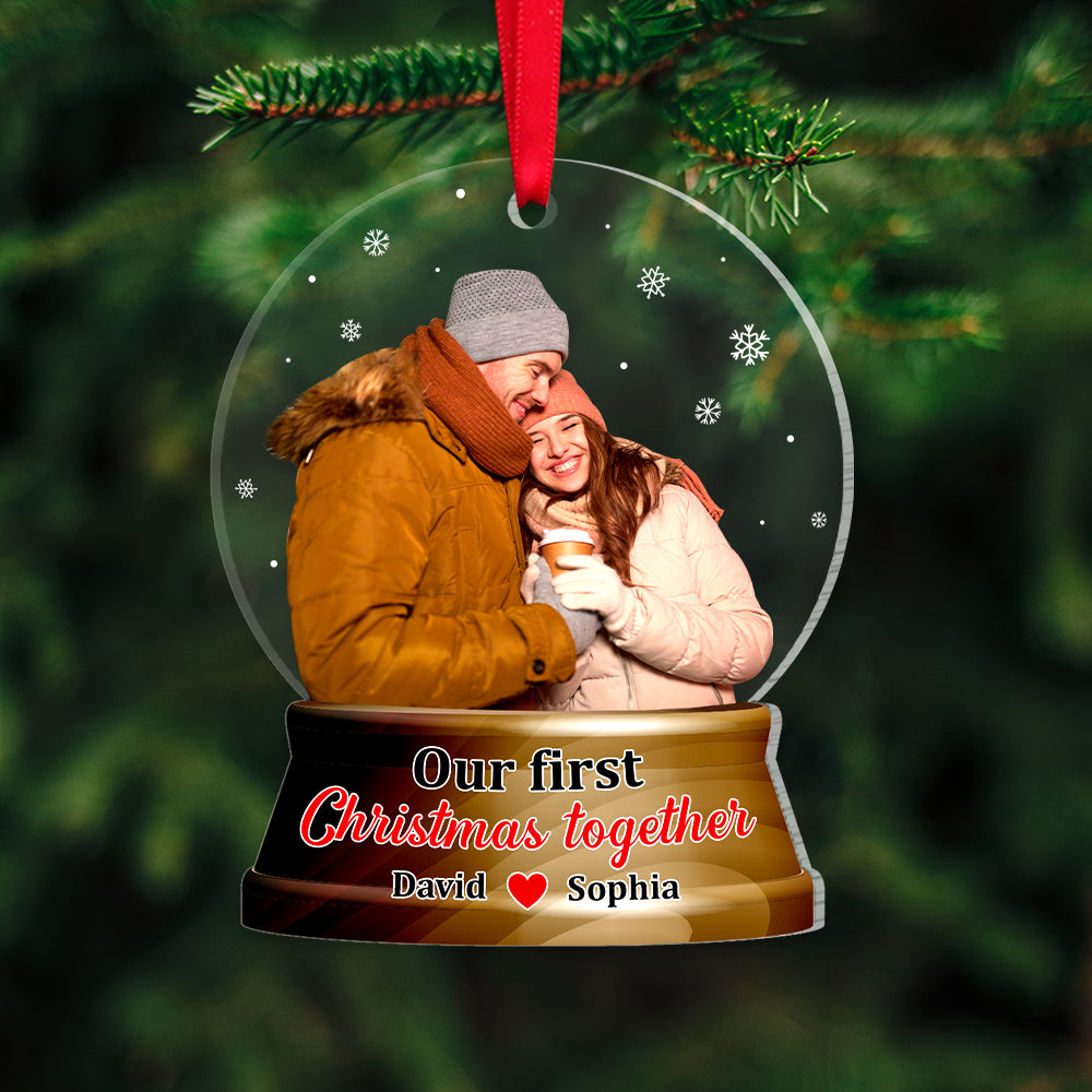 Our First Christmas Together, Personalized Custom Photo Ornament, Christmas Gift For Couple - Ornament - GoDuckee