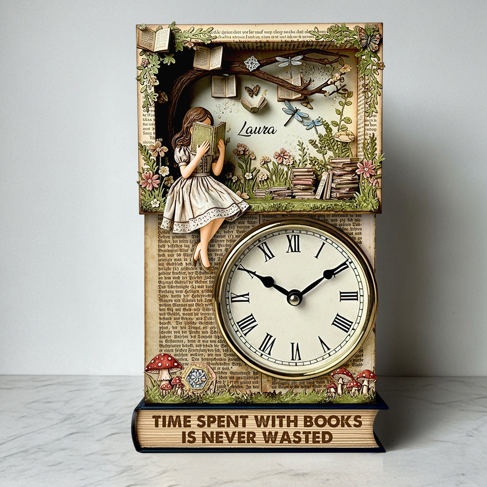 Reading Time Desk Lock Plaque Personalized Gifts For Books Loving Girl 01qhdt020625 - Clock Plaques - GoDuckee