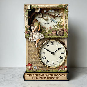 Reading Time Desk Lock Plaque Personalized Gifts For Books Loving Girl 01qhdt020625 - Clock Plaques - GoDuckee