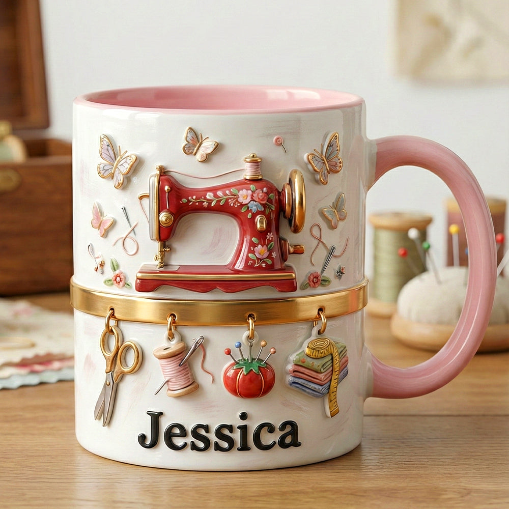Sewing Machine Accent Mug, Personalized Gifts For Sewing Lovers 03qhtn241225 - Coffee Mug - GoDuckee
