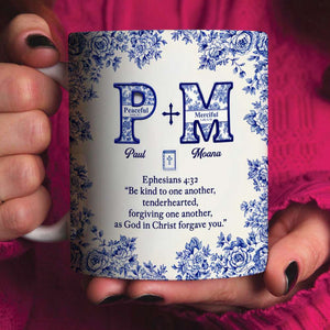 Toile de Jouy Faith & Love Mug Personalized Gifts For Couple 01HYDT061025 - Coffee Mug - GoDuckee