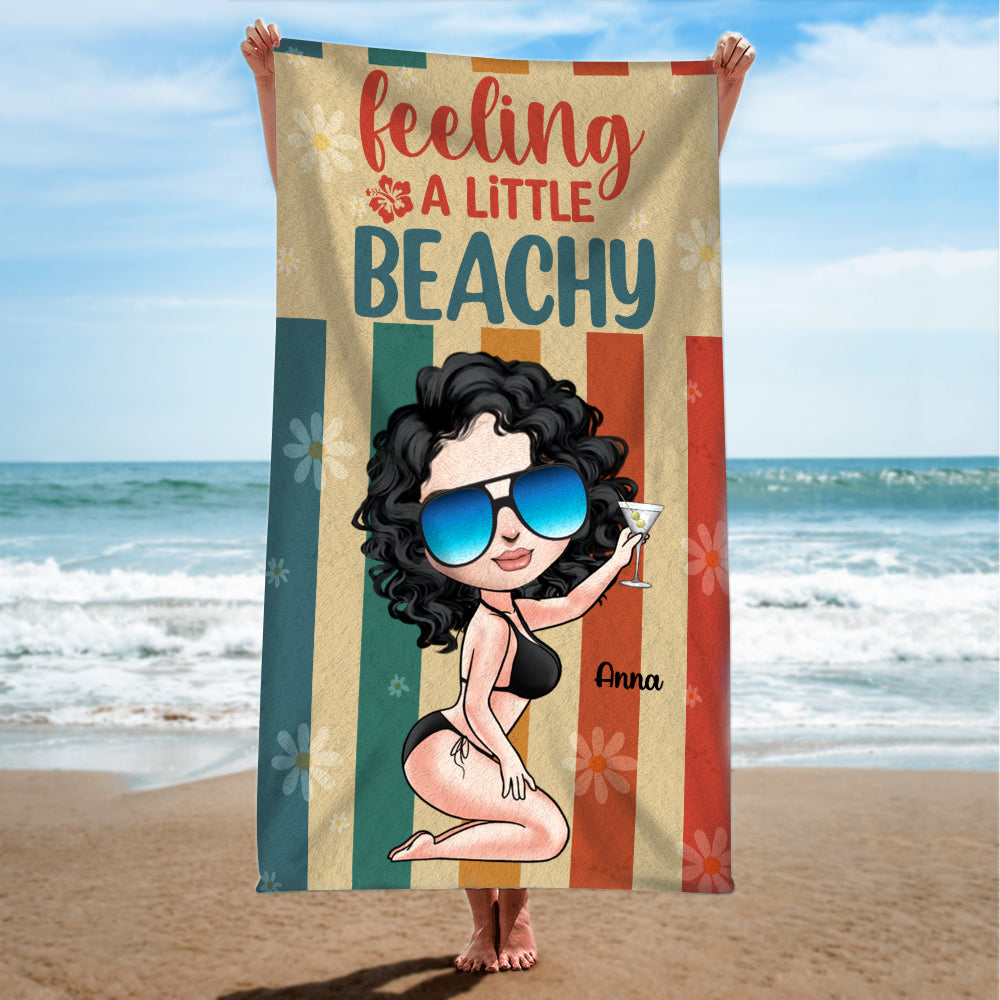 Feeling A Little Beachy- Personalized Beach Towel- Summer Girl Beach Towel - Beach Towel - GoDuckee