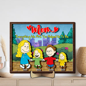 Personalized Gifts For Moms Wood Sign Mom & Kids Holding Hands 03TOLU220125DA - Wood Sign - GoDuckee