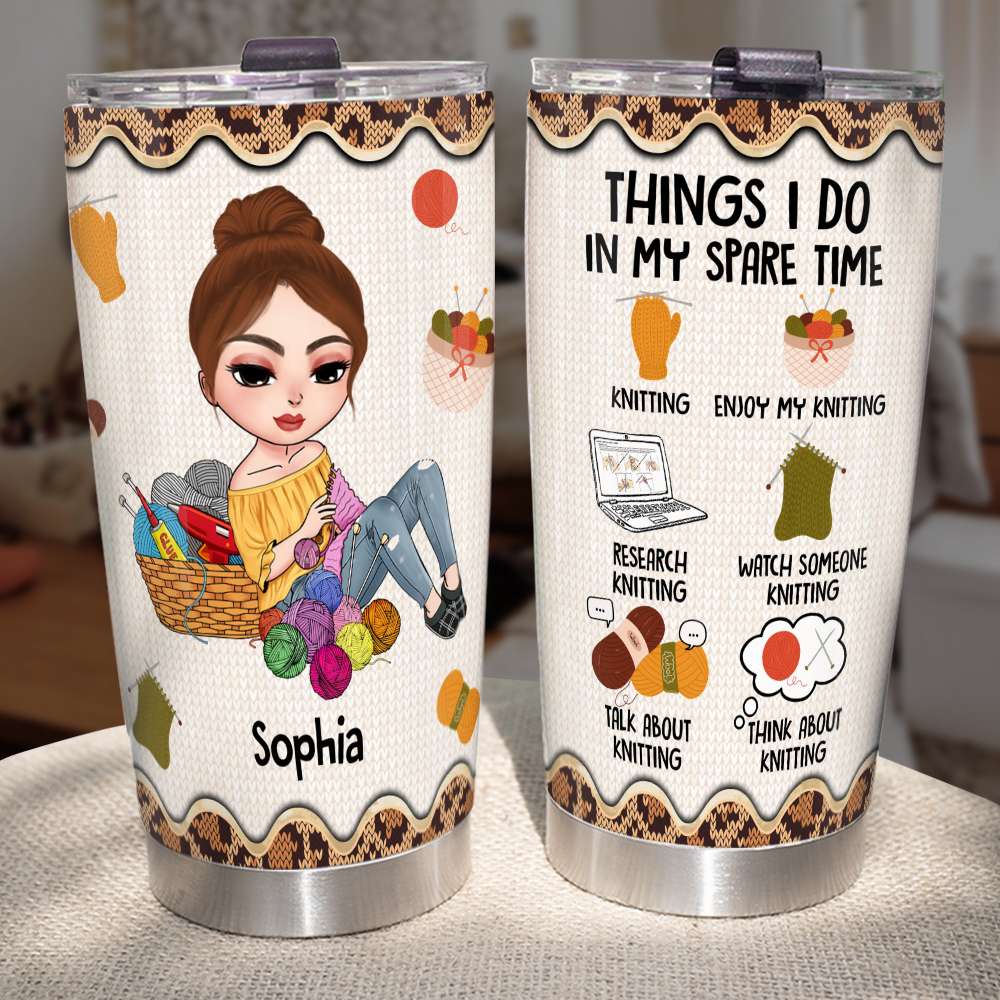 Personalized Gifts For Women Tumbler Knitting Lover Spare Time 05XQDT310724HH - Tumbler Cup - GoDuckee