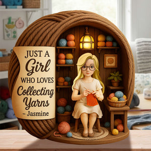 Collecting Yarn Girl Acrylic Plaque - Personalized Gifts For Knitting Lovers 06TOLU190725 - Shaped Plaques - GoDuckee