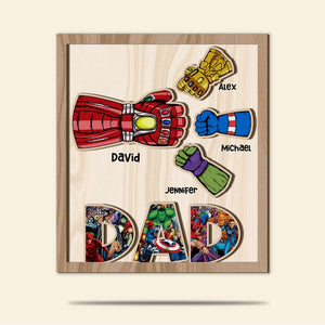Dad And Kids Fist Bump Personalized Wooden Art 03nahn170523ha-tt - Wood Sign - GoDuckee