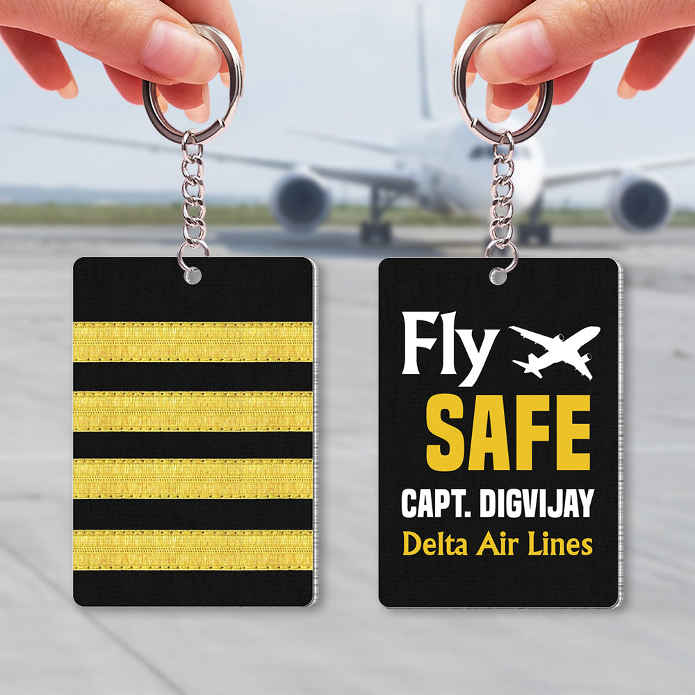 Fly Safe Personalized Keychain Gift For Pilot - Keychains - GoDuckee
