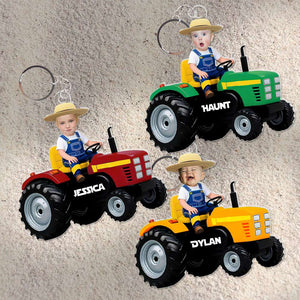 Customized Photo Gifts For Kid Acrylic Keychain Riding Tractor 03XQLU111224 - Keychains - GoDuckee